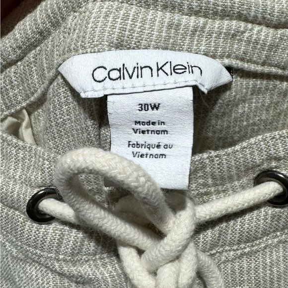 Calvin Klein linen blend shorts US30 drawstring pockets beige greem stripes airy - Picture 3 of 5